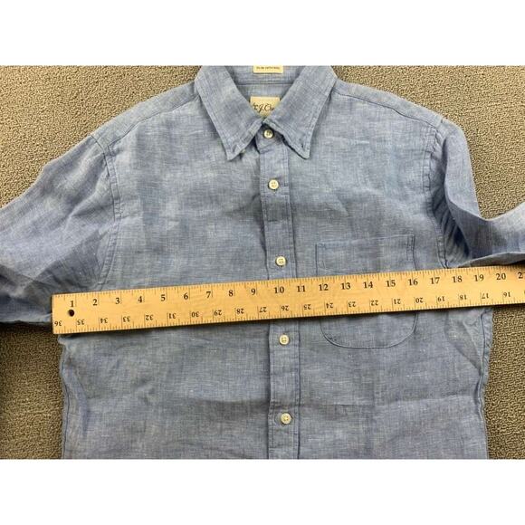 J Crew Baird McNutt Irish Linen Shirt Men S Blue Slim Untucked Button Down Work - Picture 7 of 10